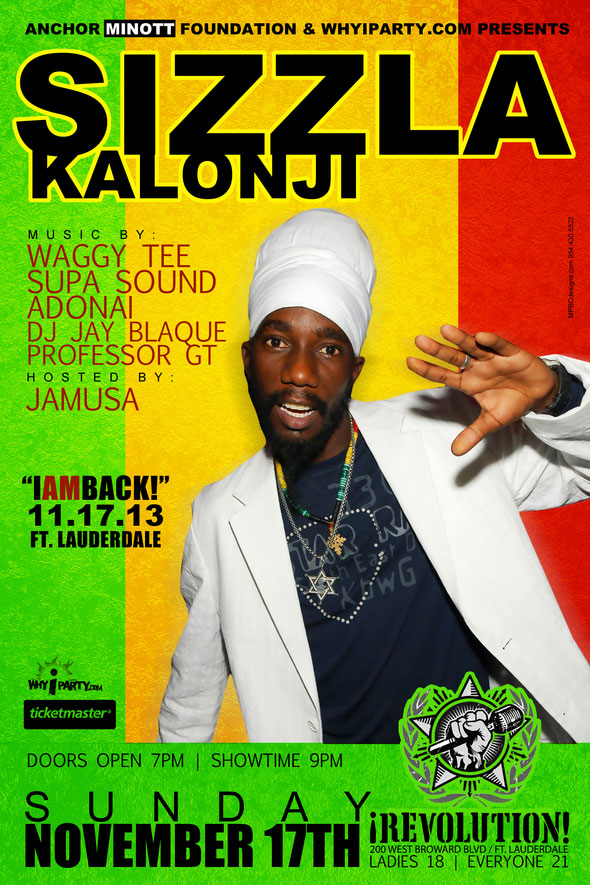 Sizzla Kalonjii live Revolution sunday november 17 ft lauderdale