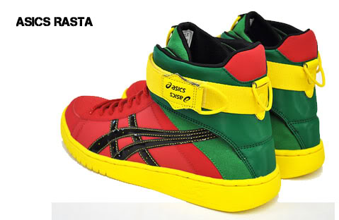 asics high top rasta sneakers