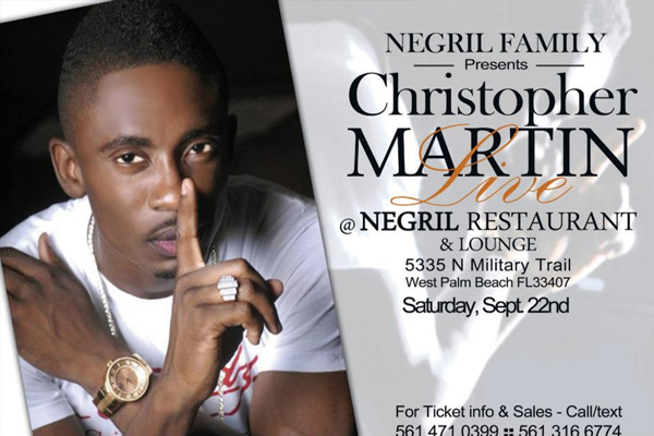 christopher martin live sat 22 sept west palm negril family