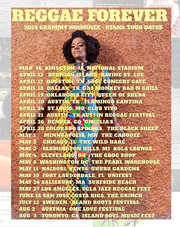 jamaican reggae artist etana reggae forever tour dates 2019
