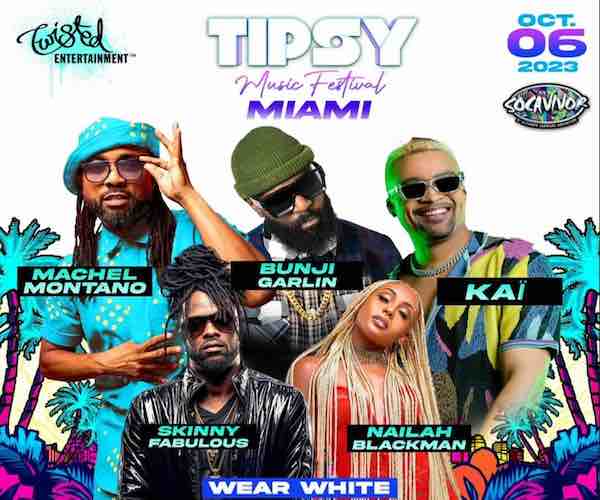 miami socavivor tipsy party live music skinny fabulous bunji garlin machel montano kia live