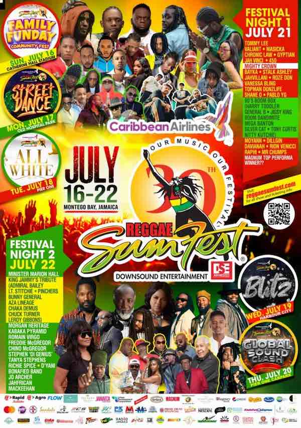 reggae sumfest montego bay Jamaica july 21 2023 line up
