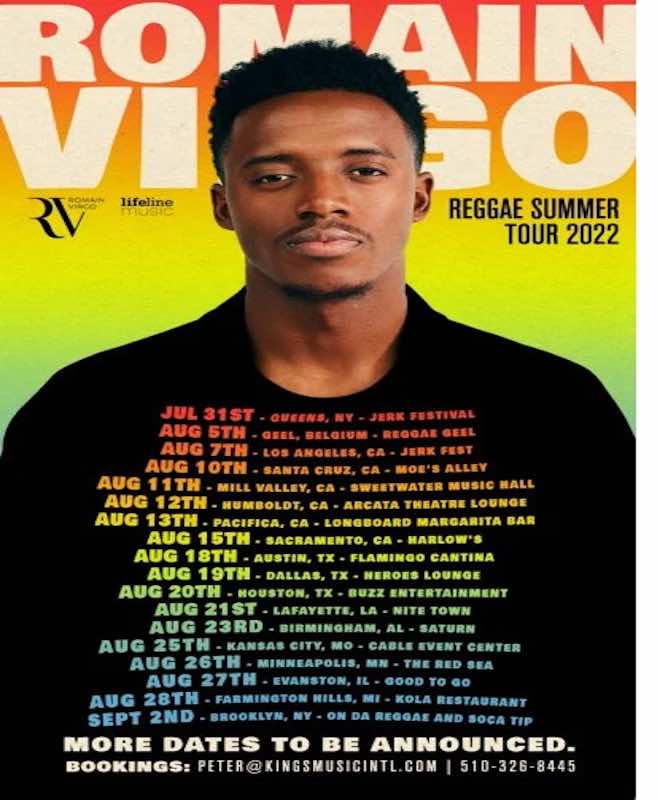 romain virgo summer tour dates 2022 live reggae music